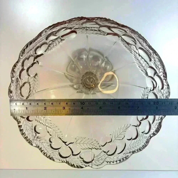 Vintage stamped  glass large pink cherry design pedestal bowl - Picture 9 of 9